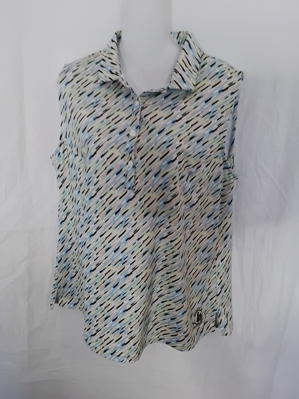 Footjoy Womens Sleeveless Collared Golf Top in Multi-Color Pattern L